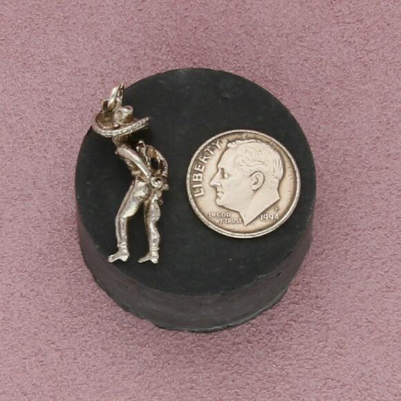 sterling silver vintage 3d mexican mariachi cowboy charm pendant - Picture 3 of 3